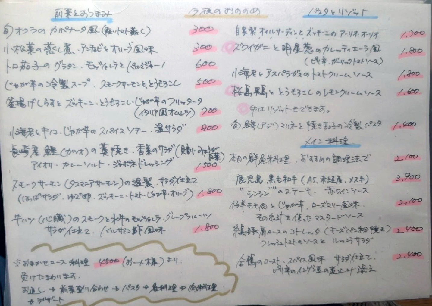 menu