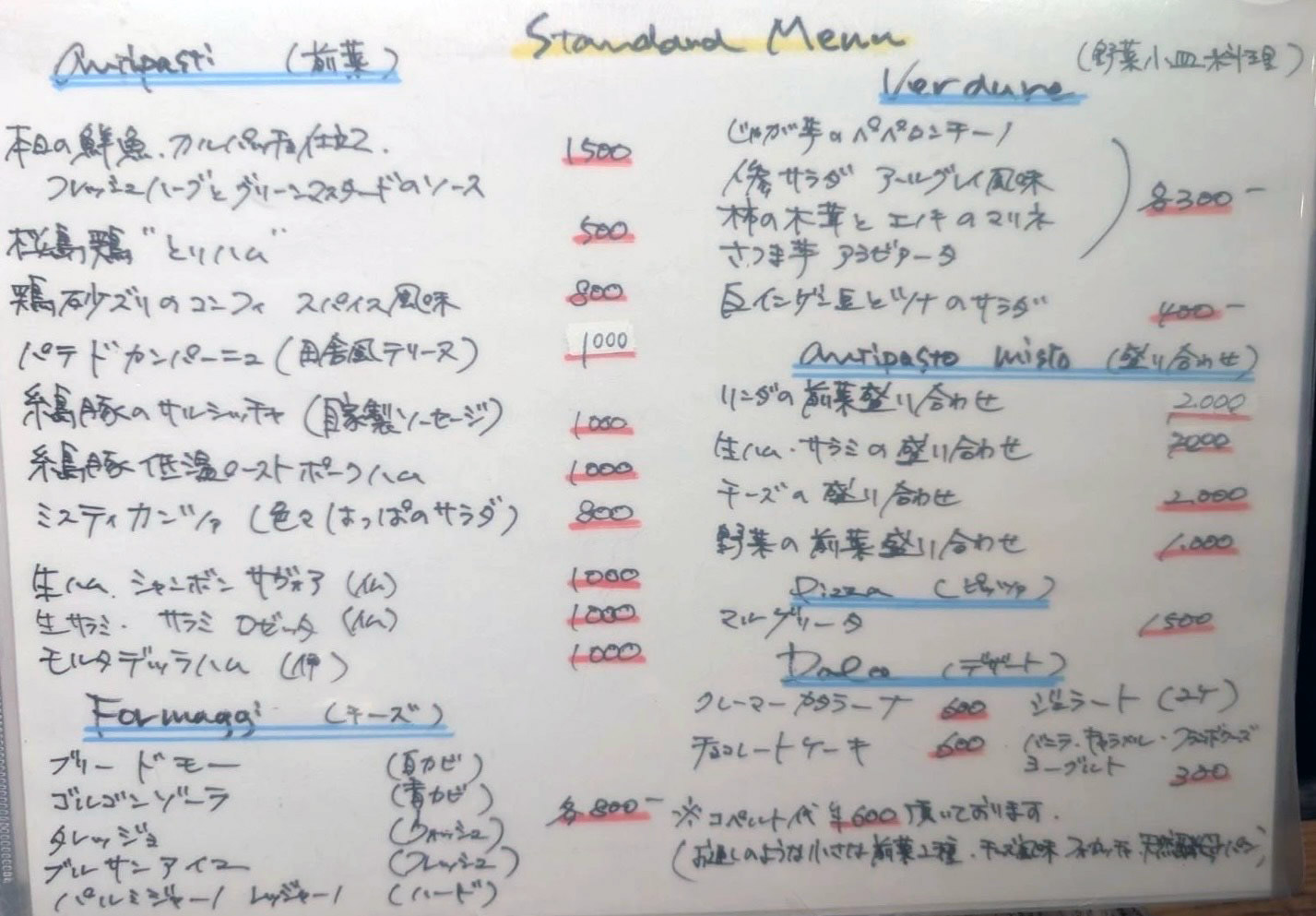 menu